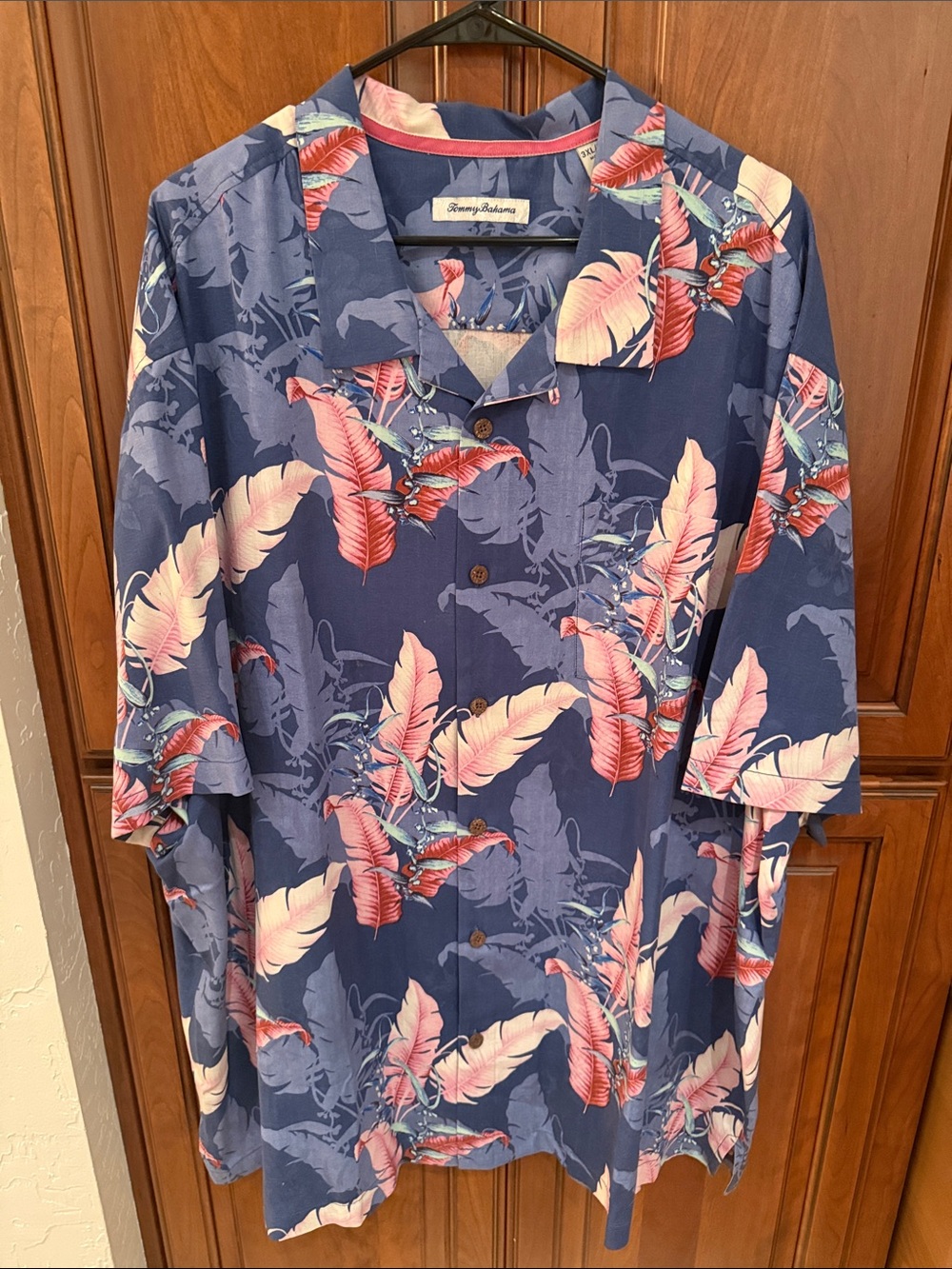 Tommy Bahama Blue Tropical Leaf Button-Down Camp Shirt